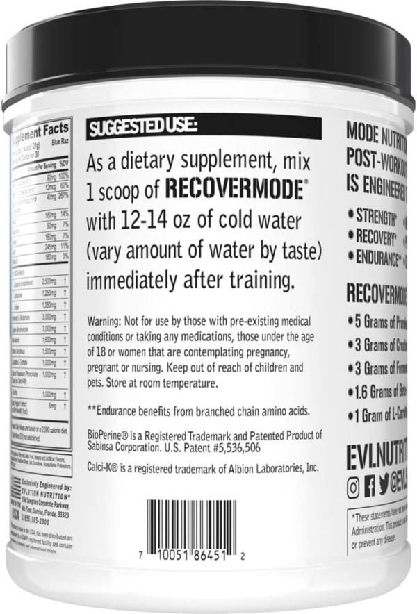 Nutrition Recover Mode- Complete Post Workout with BCAAs, Immunity Support, Vitamin C, D & E, Electrolytes, Hydration, Creatine, Glutamine, Beta-Alanine, L-Carnitine, 30 Serve - Image 3